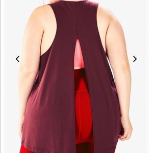 Fabletics Ally Open-Back Tank Black Cherry 1X